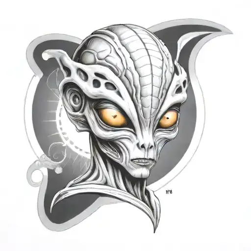 grey alien tattoo design idea