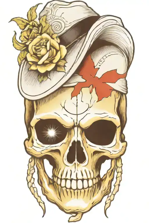 alien skull wearing a hat tattoo design idea