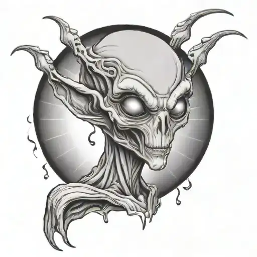 grey alien tattoo design idea