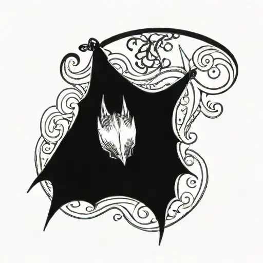 bat hanging upside tattoo design idea
