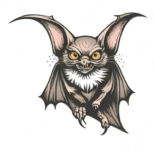 bat hanging upside tattoo design idea