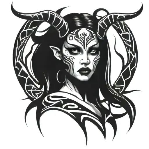 demon girl tattoo design idea