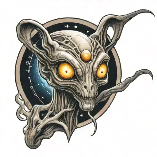 grey alien tattoo design idea