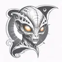 grey alien tattoo design idea