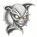 grey alien tattoo design idea