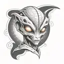 grey alien tattoo design idea