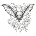 evil bat tattoo design idea