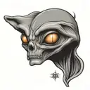 grey alien tattoo design idea