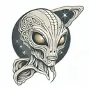 grey alien tattoo design idea