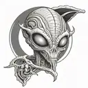 grey alien tattoo design idea