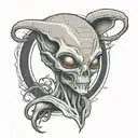 grey alien tattoo design idea