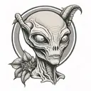 grey alien tattoo design idea