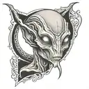 grey alien tattoo design idea