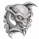 grey alien tattoo design idea