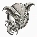 grey alien tattoo design idea