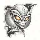 grey alien tattoo design idea