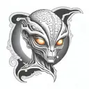 grey alien tattoo design idea