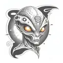 grey alien tattoo design idea