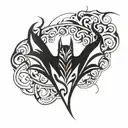 evil bat tattoo design idea