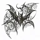 evil bat tattoo design idea