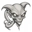 grey alien tattoo design idea