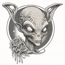grey alien tattoo design idea