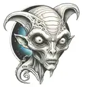 grey alien tattoo design idea