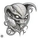 grey alien tattoo design idea