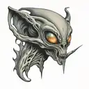 grey alien tattoo design idea