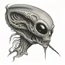 grey alien tattoo design idea