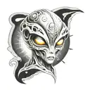 grey alien tattoo design idea