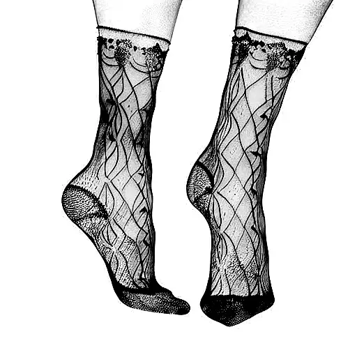 translucent lace socks tattoo design idea