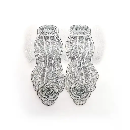 translucent lace socks tattoo design idea
