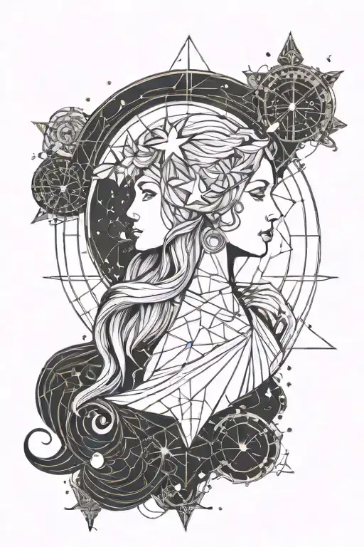 make a tattoo of virgo zodiac sign with vorgo star constellation at the background tattoo design idea