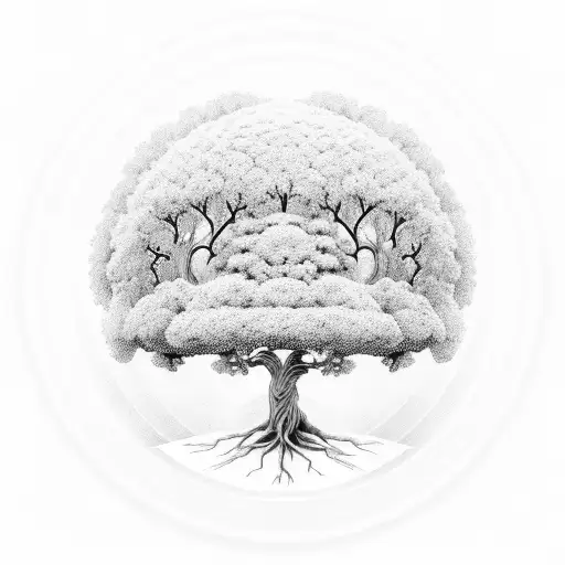 Black and Grey “Tree Of Life” Tattoo Idea - BlackInk AI