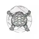 snapping turtle hiking tattoo design idea