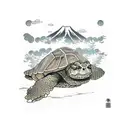 snapping turtle hiking tattoo design idea