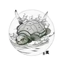 snapping turtle hiking tattoo design idea