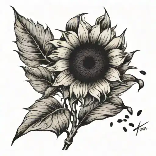 sunflower with seeds falling sunflower seeds  tattoo design idea