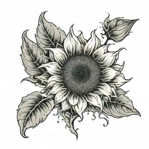 sunflower seeds drifting away transforming tattoo design idea