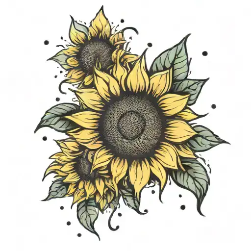 sunflower with seeds falling tattoo design idea
