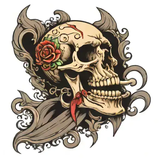 skull with mouth open tattoo design idea