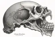 crying skull with mouth open with detailed shading tattoo design idea