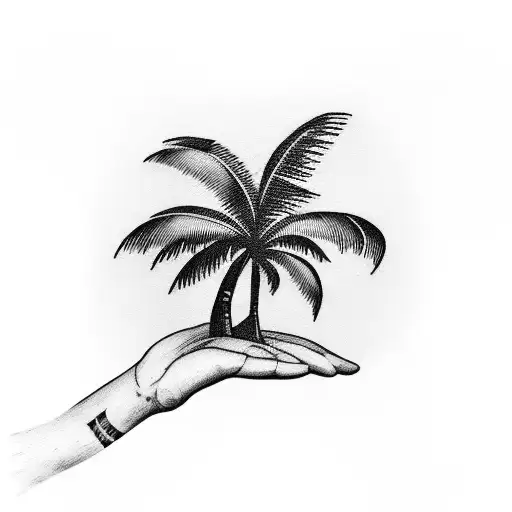 palm tree with piano keys tattoo design idea