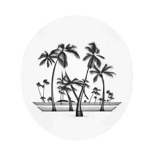 piano keys as palm tree tattoo design idea
