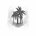 piano keys as palm tree tattoo design idea