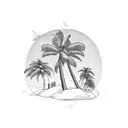 piano keys as palm tree tattoo design idea