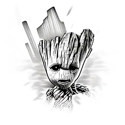 baby groot viking style tattoo design idea