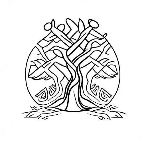 baby groot with norse tree tattoo design idea