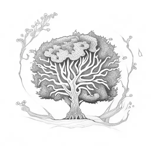 a small oaktree tattoo design idea